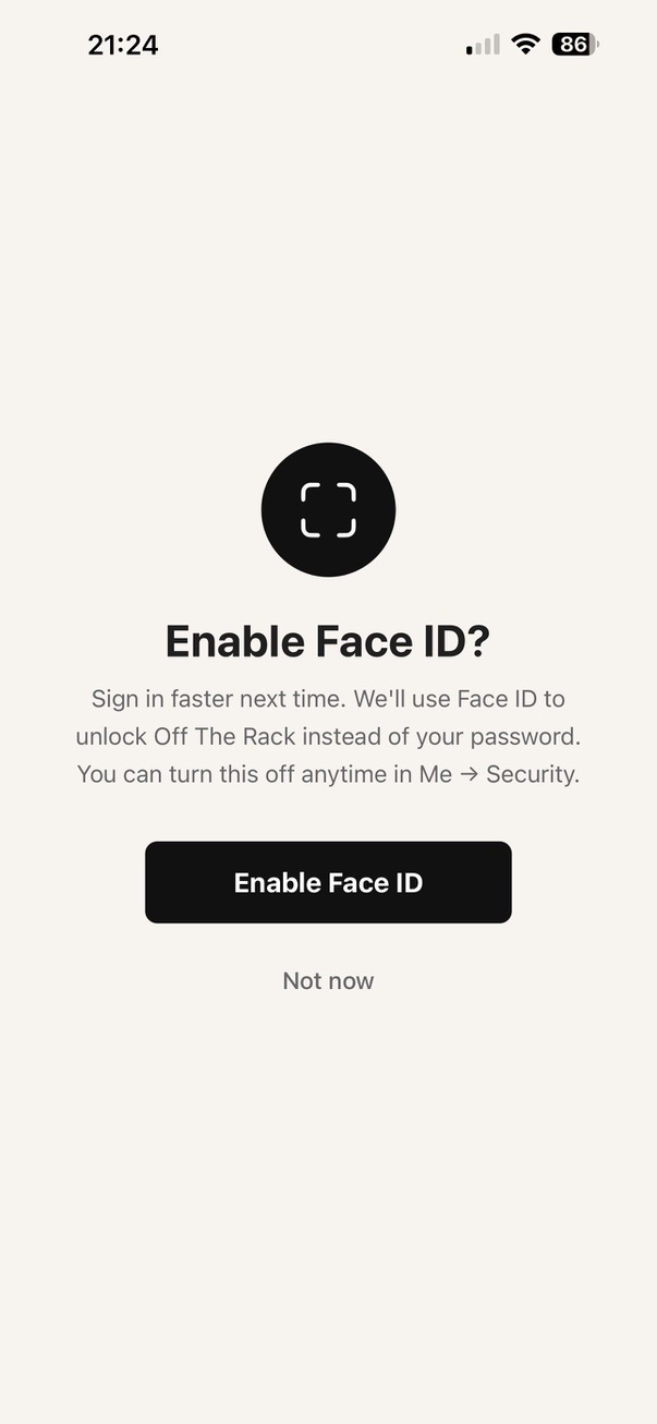 Optional Face ID to unlock the app