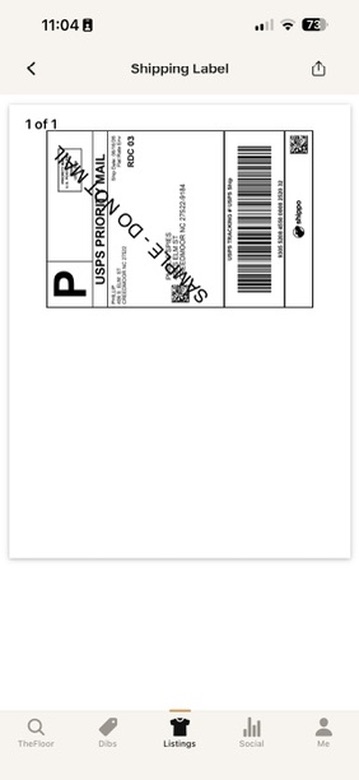 A generated USPS Priority Mail prepaid shipping label ready to print