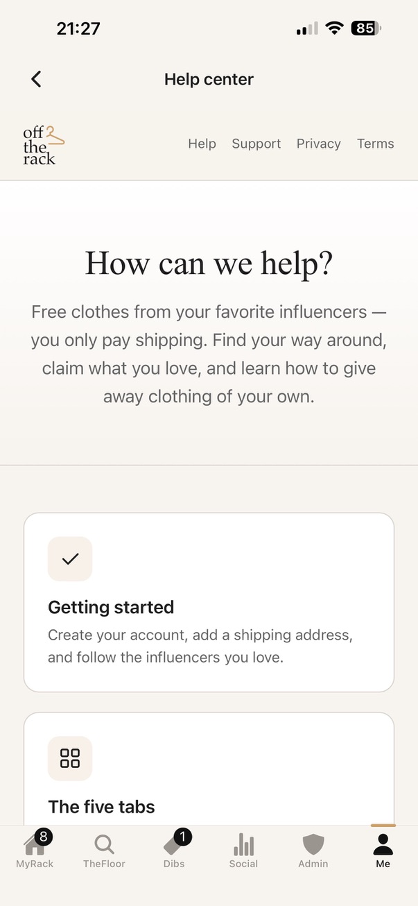 In-app help center