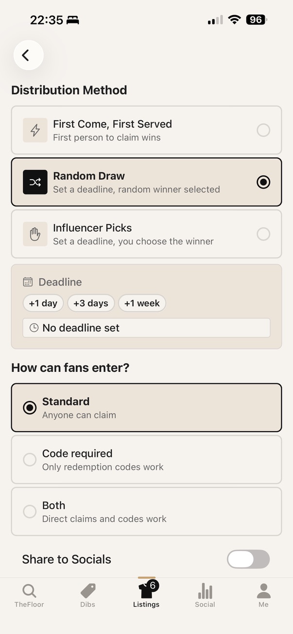 Run a random draw with a deadline